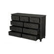 Pemberly Row 9-Drawer Floral Carved Solid Wood Farmhouse Dresser in Black