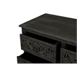 Pemberly Row 9-Drawer Floral Carved Solid Wood Farmhouse Dresser in Black