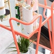 Pemberly Row Metal Rolling Bar Cart with 2 Mirrored Shelves in Coral