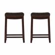 Pemberly Row Wooden Counter Stools with Faux Leather Seats in Brown (Set of 2)