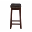 Pemberly Row Wooden Counter Stools with Faux Leather Seats in Brown (Set of 2)