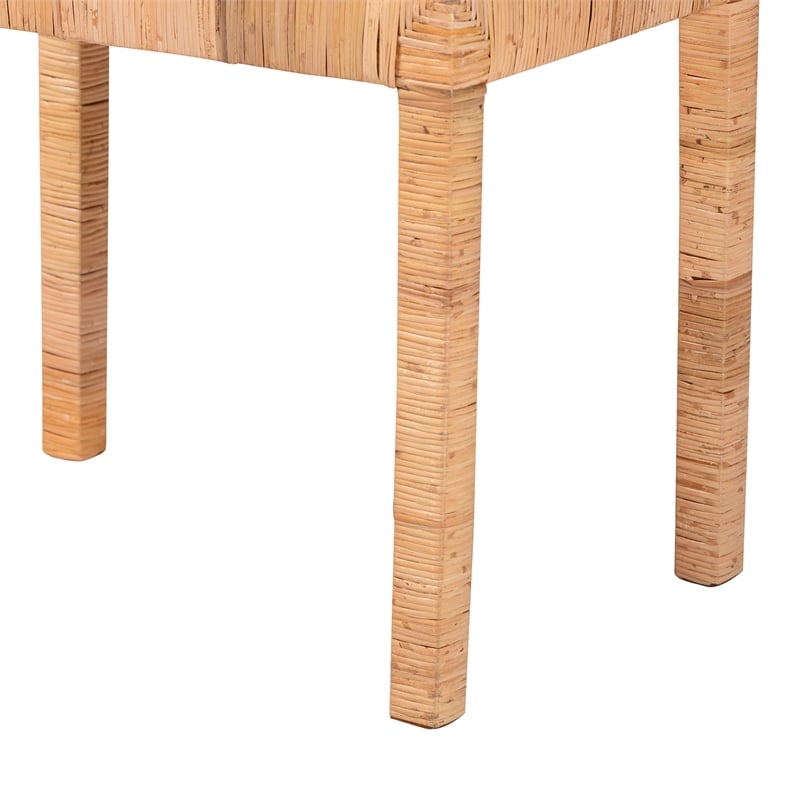 Pemberly Row Bohemian Rattan and Mahogany Short Accent Bench