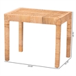 Pemberly Row Bohemian Rattan and Mahogany Short Accent Bench