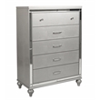 Pemberly Row 5-Piece Solid Wood King Bedroom Set in Silver Finish