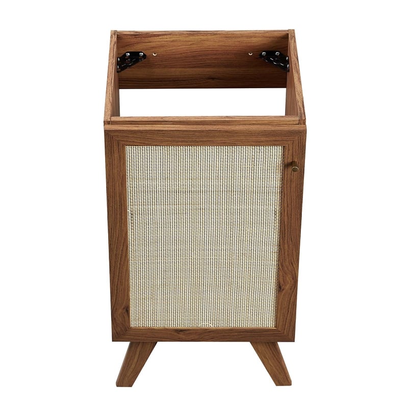 pemberly row 18&quot wood bathroom vanity with rattan door in walnut black