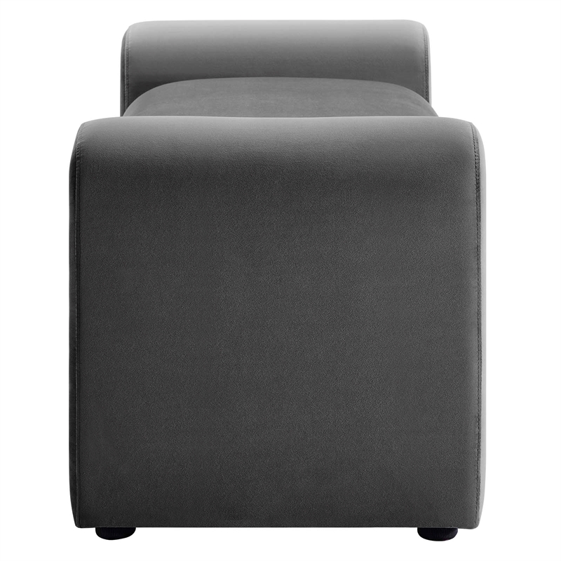 Pemberly Row Modern Velvet Upholstered Bench in Gray 60