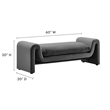Pemberly Row Modern Velvet Upholstered Bench in Gray 60
