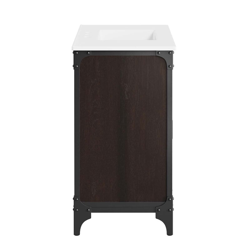 pemberly row wood bathroom vanity with fixed drawer in white 36&quot