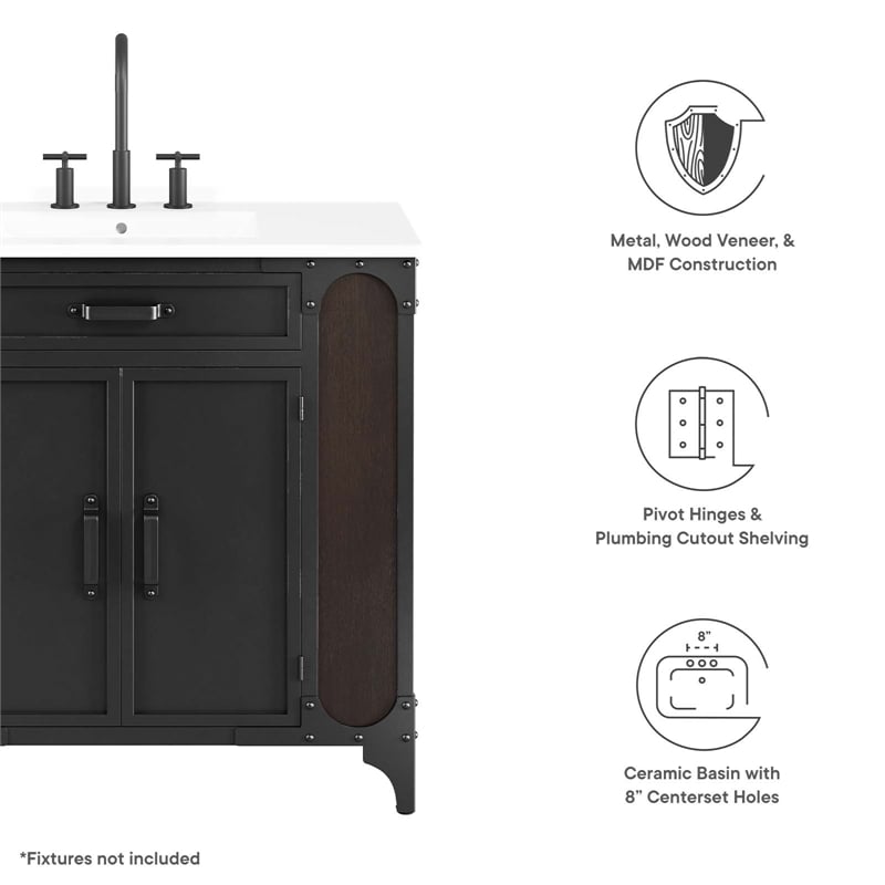pemberly row wood bathroom vanity with fixed drawer in white 36&quot