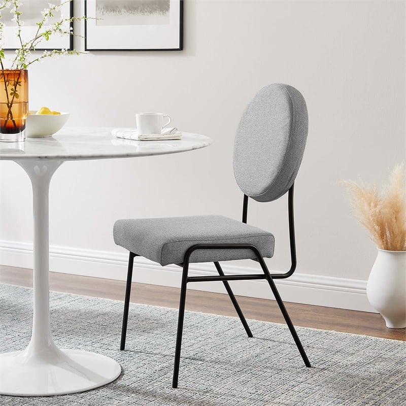Pemberly Row Fabric Upholstered Dining Side Chairs in Light Gray (Set of 2)