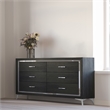 Pemberly Row Huxley 6-Drawer Solid Wood Dresser in Black