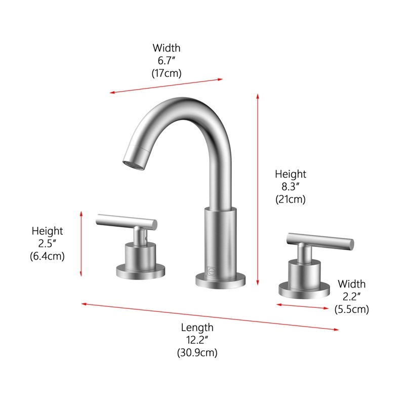 Pemberly Row Brass Double Handle Bathroom Faucet in Brushed Nickel