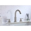 Pemberly Row Brass Double Handle Bathroom Faucet in Brushed Nickel