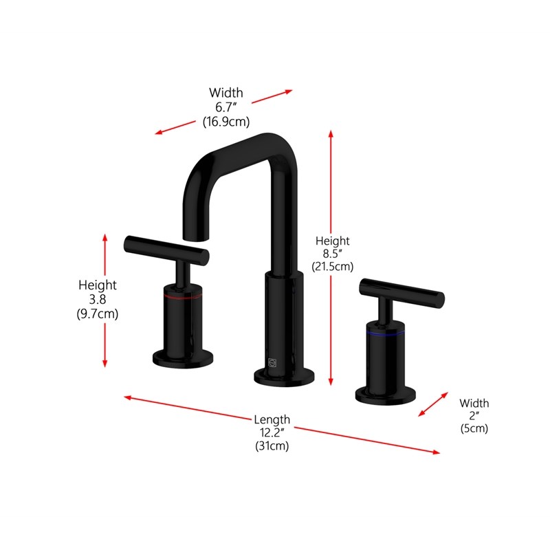 Pemberly Row Brass Double-Handle Bathroom Faucet in Black Finish