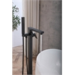 Pemberly Row Floor Mounted Tub Faucet with Hand Shower in Matte Black