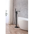 Pemberly Row Floor Mounted Tub Faucet with Hand Shower in Matte Black