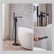 Pemberly Row Floor Mounted Tub Faucet with Hand Shower in Matte Black