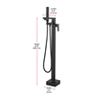 Pemberly Row Floor Mounted Tub Faucet with Hand Shower in Matte Black