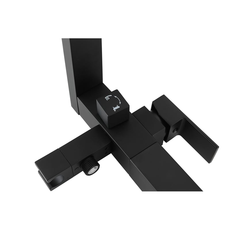 Pemberly Row Floor Mounted Tub Faucet with Hand Shower in Matte Black