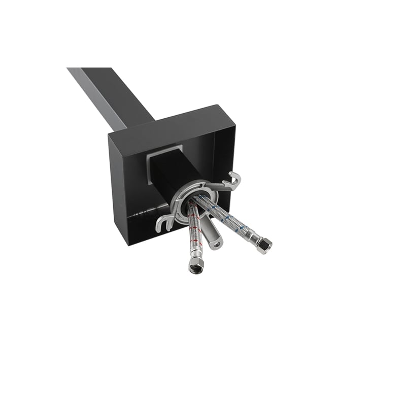 Pemberly Row Floor Mounted Tub Faucet with Hand Shower in Matte Black