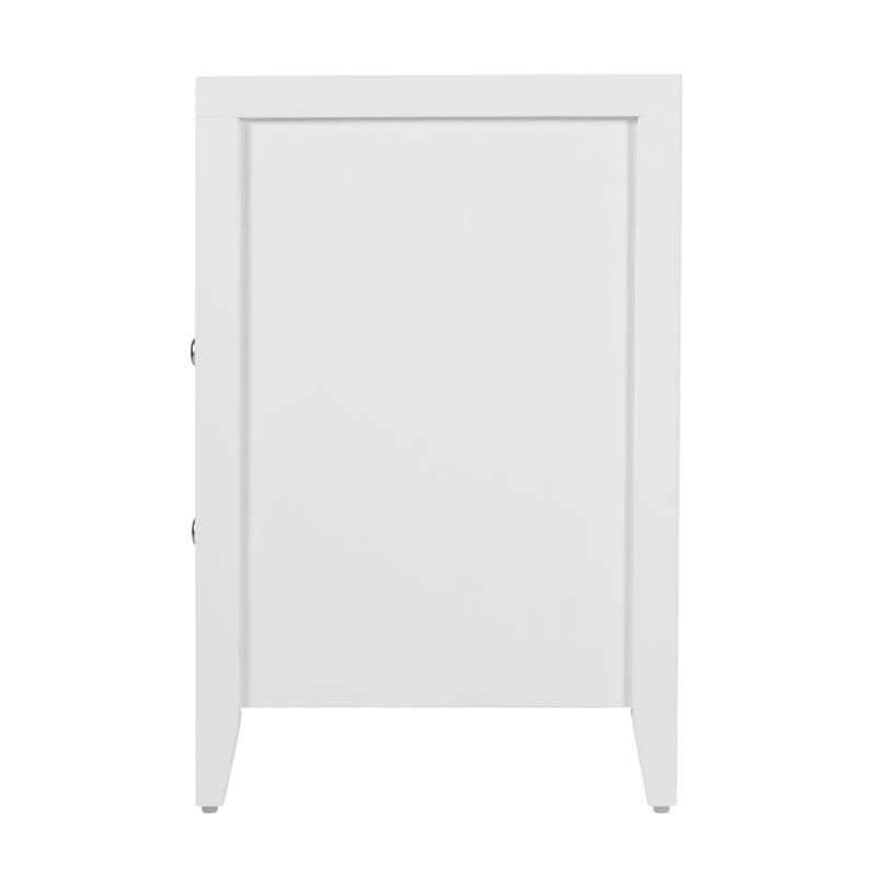Pemberly Row 28 in. Wood 2 Drawer Nightstand with Open Shelf - White
