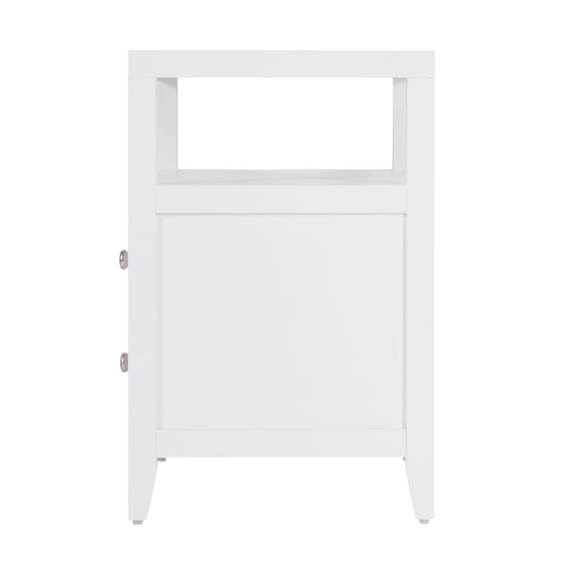 Pemberly Row 21 in. Wood 2 Drawer Nightstand with Open Shelf - White