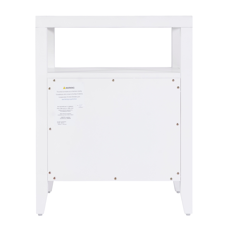 Pemberly Row 21 in. Wood 2 Drawer Nightstand with Open Shelf - White