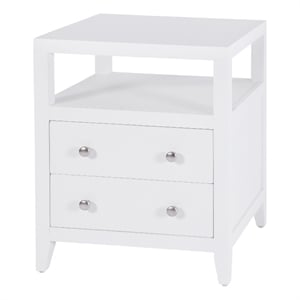 Pemberly Row 21 in. Wood 2 Drawer Nightstand with Open Shelf - White