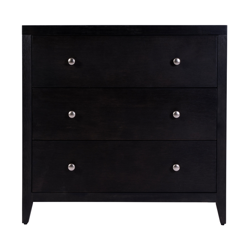 Pemberly Row 34 in. Rectangular Wood 3 Drawer Chest - Coffee Brown