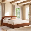 Pemberly Row Upholstered Platform Bed in Burnt Orange Performance Velvet