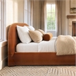 Pemberly Row Upholstered Platform Bed in Burnt Orange Performance Velvet