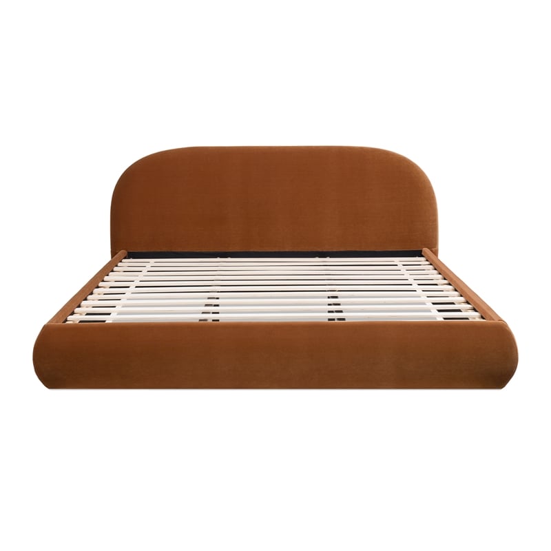 Pemberly Row Upholstered Platform Bed in Burnt Orange Performance Velvet