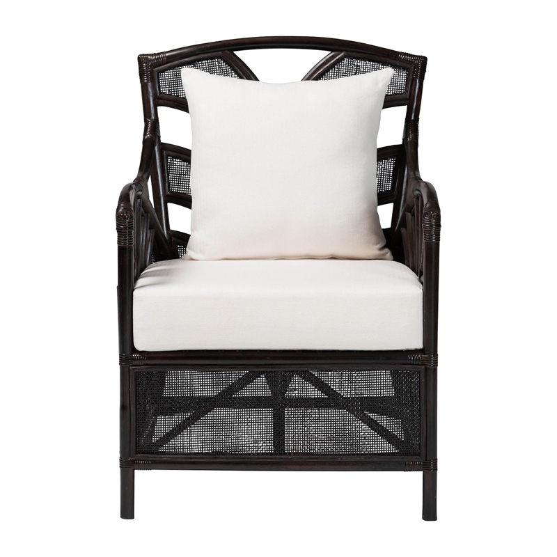 Pemberly Row Rattan Armchair with Leaf Frame and Wicker Design
