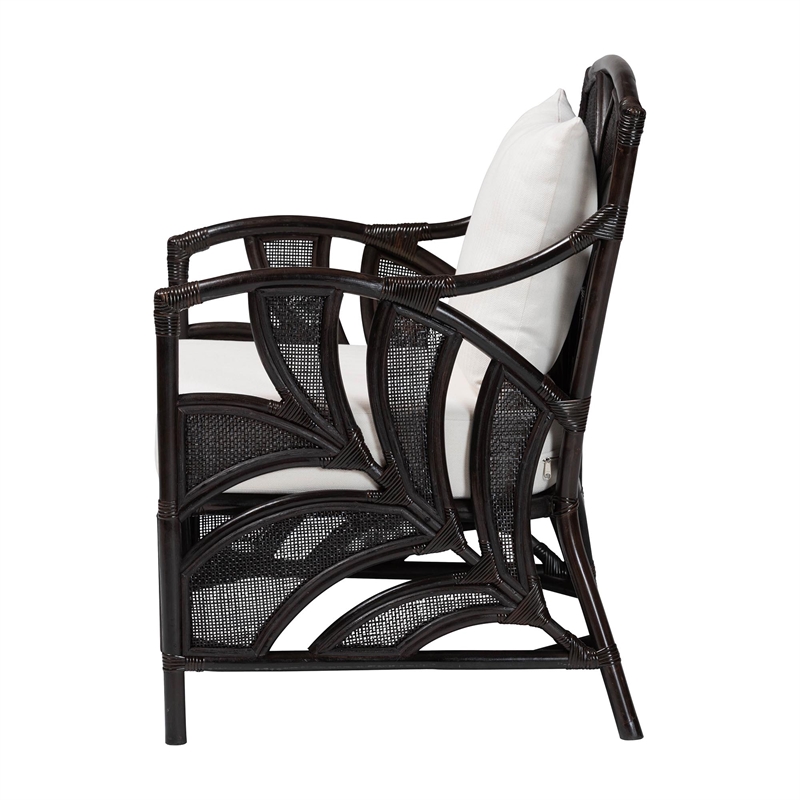 Pemberly Row Rattan Armchair with Leaf Frame and Wicker Design