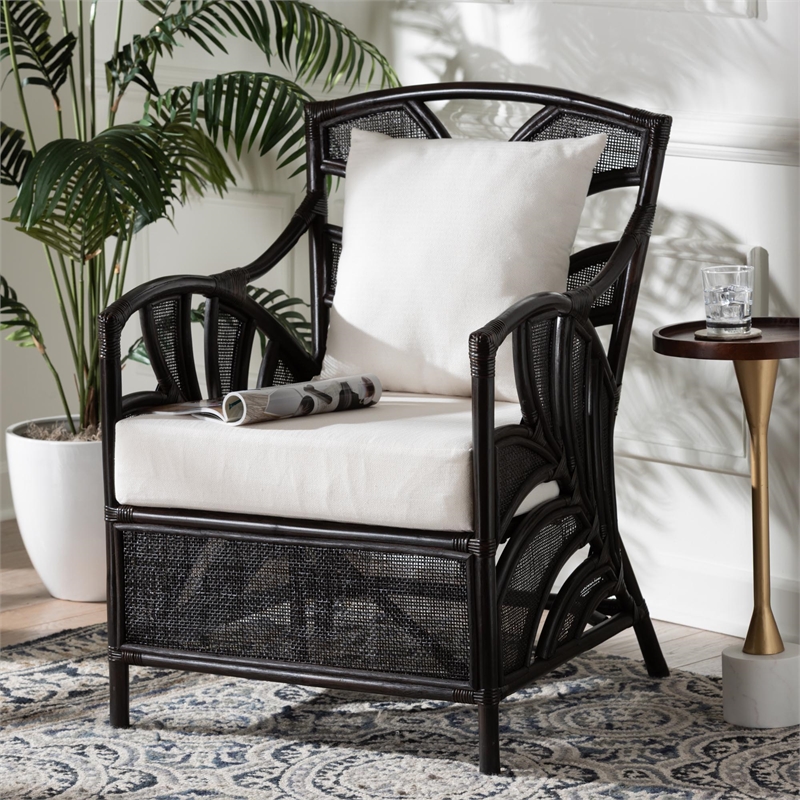 Pemberly Row Rattan Armchair with Leaf Frame and Wicker Design