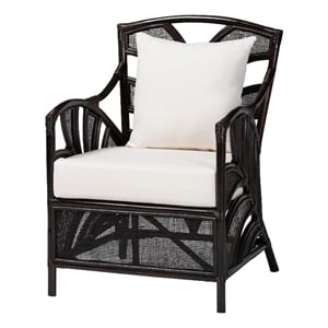 Pemberly Row Rattan Armchair with Leaf Frame and Wicker Design