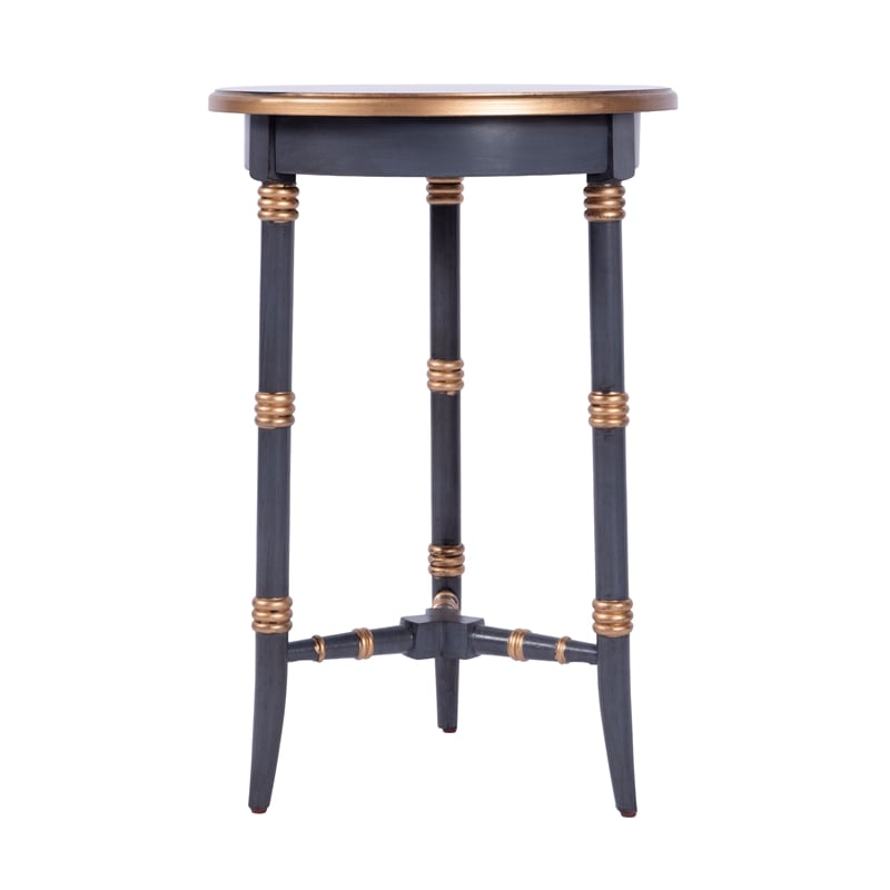 Pemberly Row 16 in. Round 3 Leg Side Table with Veneer Top - Pastel Blue