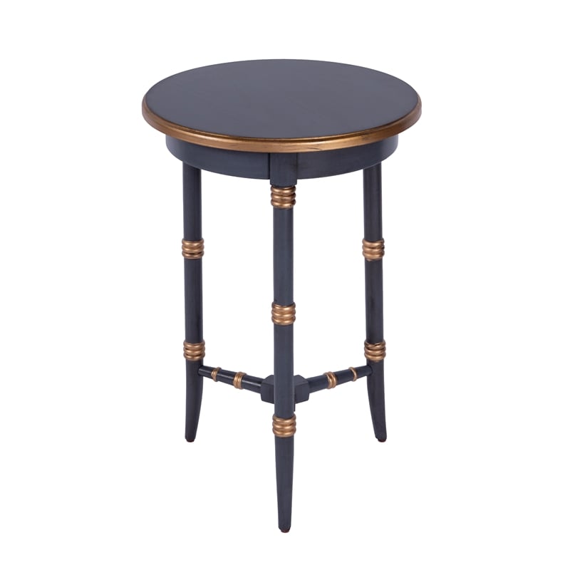 Pemberly Row 16 in. Round 3 Leg Side Table with Veneer Top - Pastel Blue