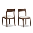 Pemberly Row Reclaimed Pine Dining Chair Set of 2 in Beige Chenille