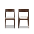 Pemberly Row Reclaimed Pine Dining Chair Set of 2 in Beige Chenille