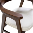 Pemberly Row Curved Reclaimed Pine Dining Armchair in Light Beige Chenille