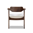 Pemberly Row Curved Reclaimed Pine Dining Armchair in Light Beige Chenille