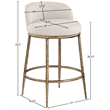 Pemberly Row Beige Linen Fabric Counter Stool with Brushed Brass Legs