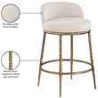 Pemberly Row Beige Linen Fabric Counter Stool with Brushed Brass Legs