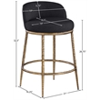 Pemberly Row Black Linen Fabric Counter Stool with Brushed Brass Legs
