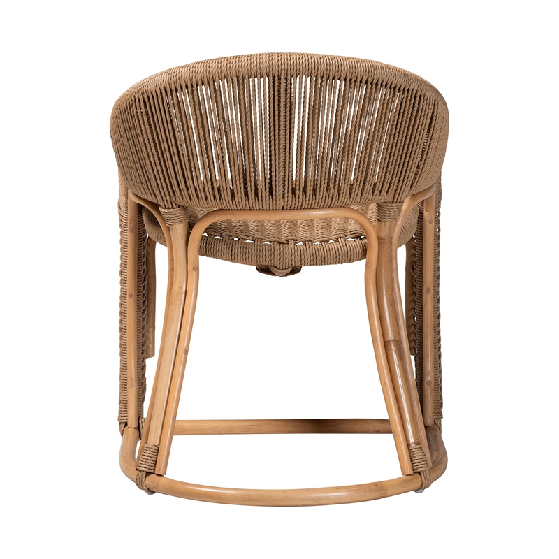 Pemberly Row Isra Natural Rattan Chair with Synthetic Wicker Frame