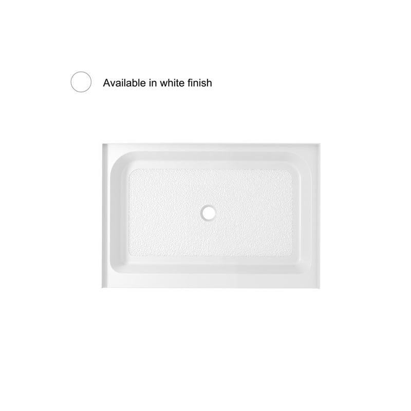 Pemberly Row 48x36 Plastic Shower Tray in Glossy White with Center Drain