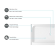 Pemberly Row 48x36 Plastic Shower Tray in Glossy White with Center Drain