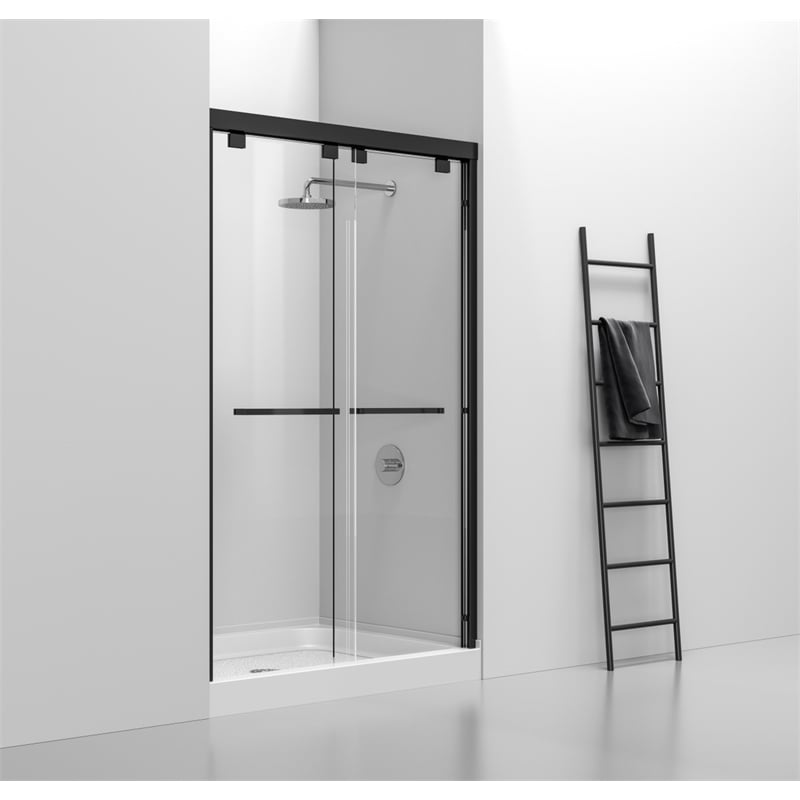 Pemberly Row 48x36 Plastic Shower Tray in Glossy White with Center Drain