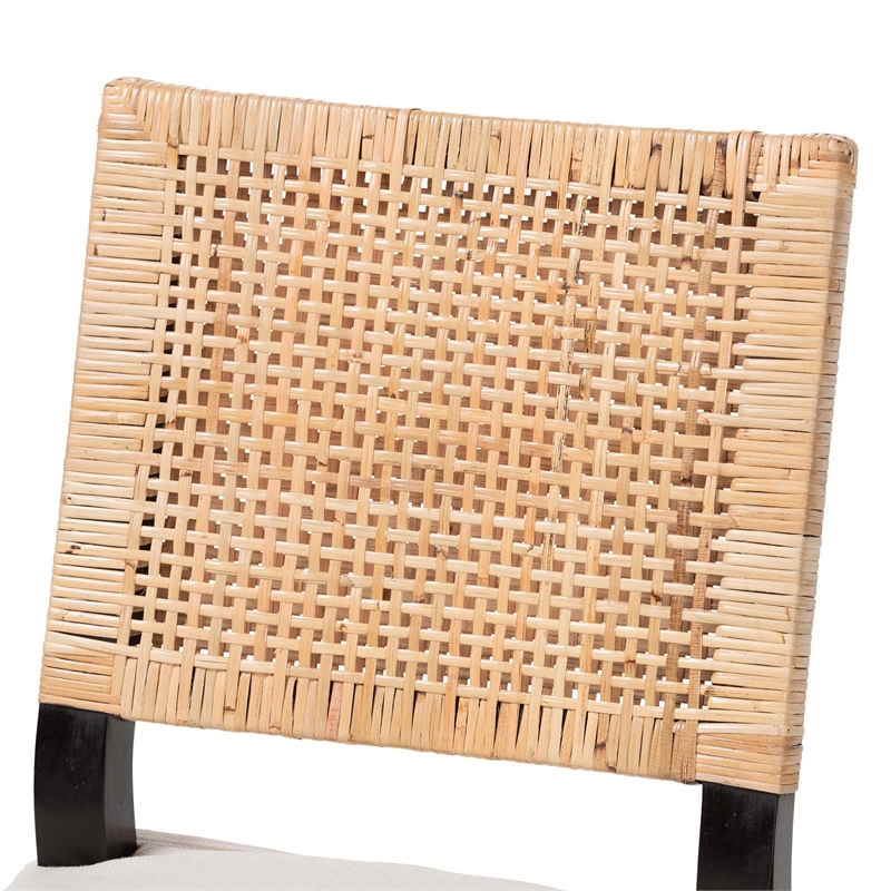 Pemberly Row Lesia Natural Rattan Dining Chair with Espresso Finish